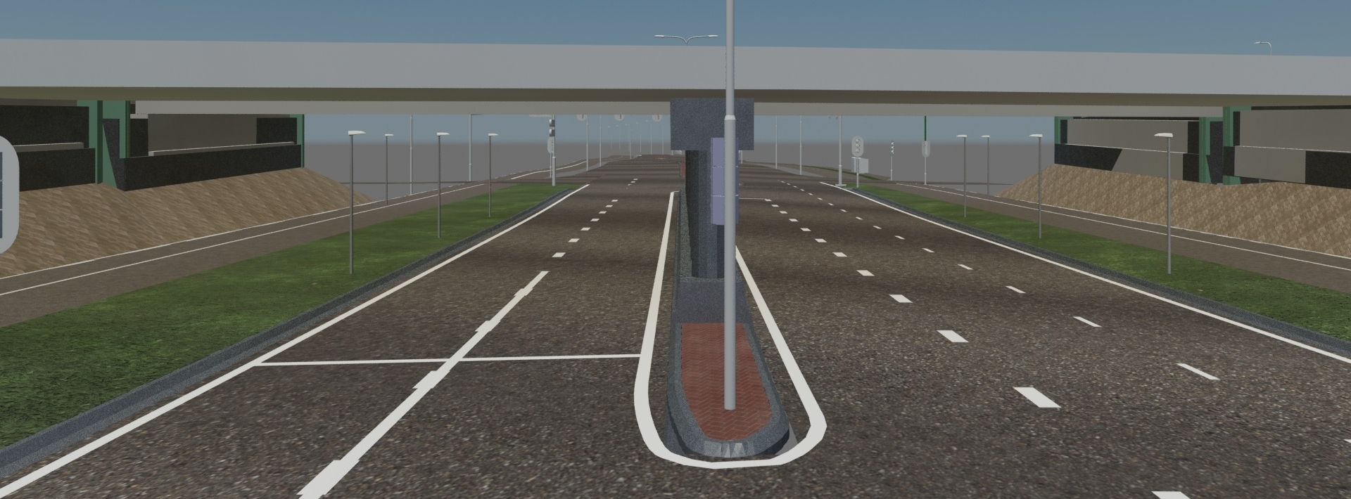 Ontwerptekening van het nieuwe, bredere viaduct over de A28 bij 't Harde, gezien vanaf de weg eronder