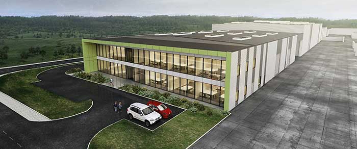 Artist impression van de nieuwe plastic-recyclingfabriek in Polen