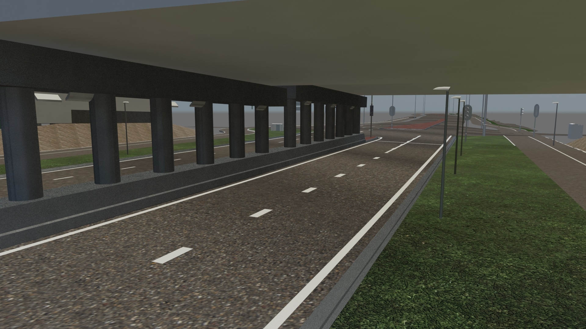 Tweede ontwerptekening van het viaduct, van opzij gezien, met het fietspad ernaast