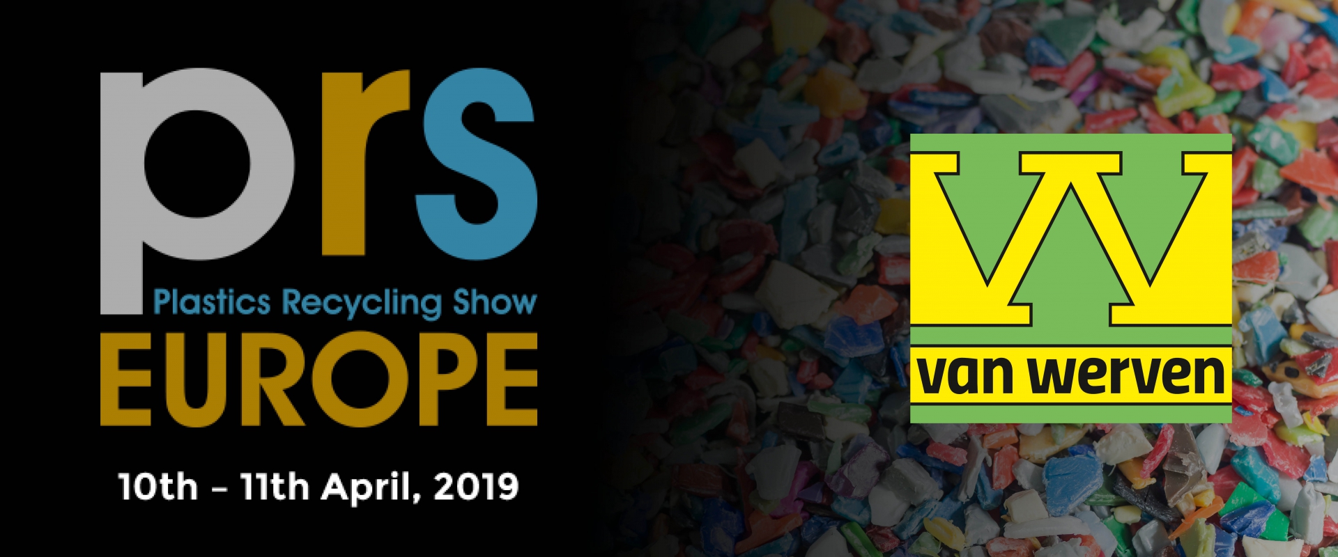Aankondiging Plastics Recycling Show Europe, 10-11 april 2019, met het Van Werven-logo